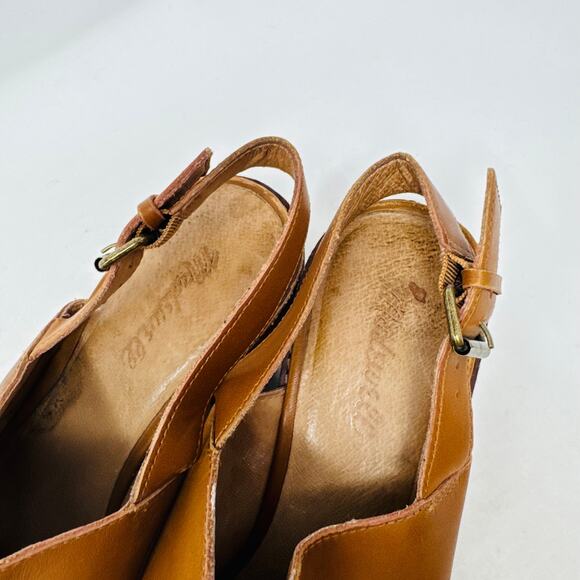 Madewell Leather Slingback Pointed Toe Heeled Sandals Brown Women’s Size 10 - Picture 3 of 12